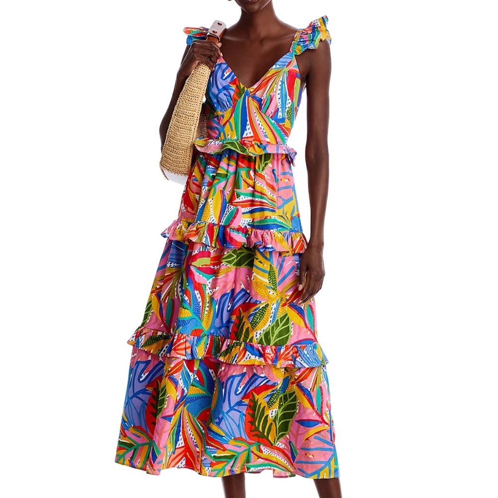 AQUA Ruffle Tiered Midi Dress